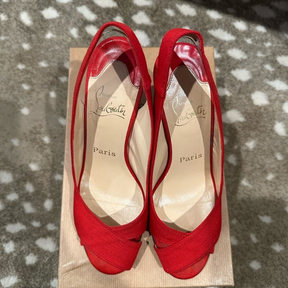 Christian Louboutin Red Open Toe Sling Back Pump. Size 38.5 - Picture 2 of 13